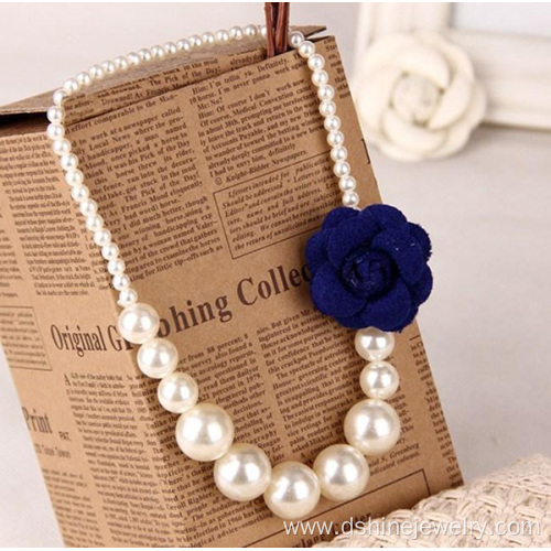 White Simple Flower Imitation Pearl Necklace For Children
